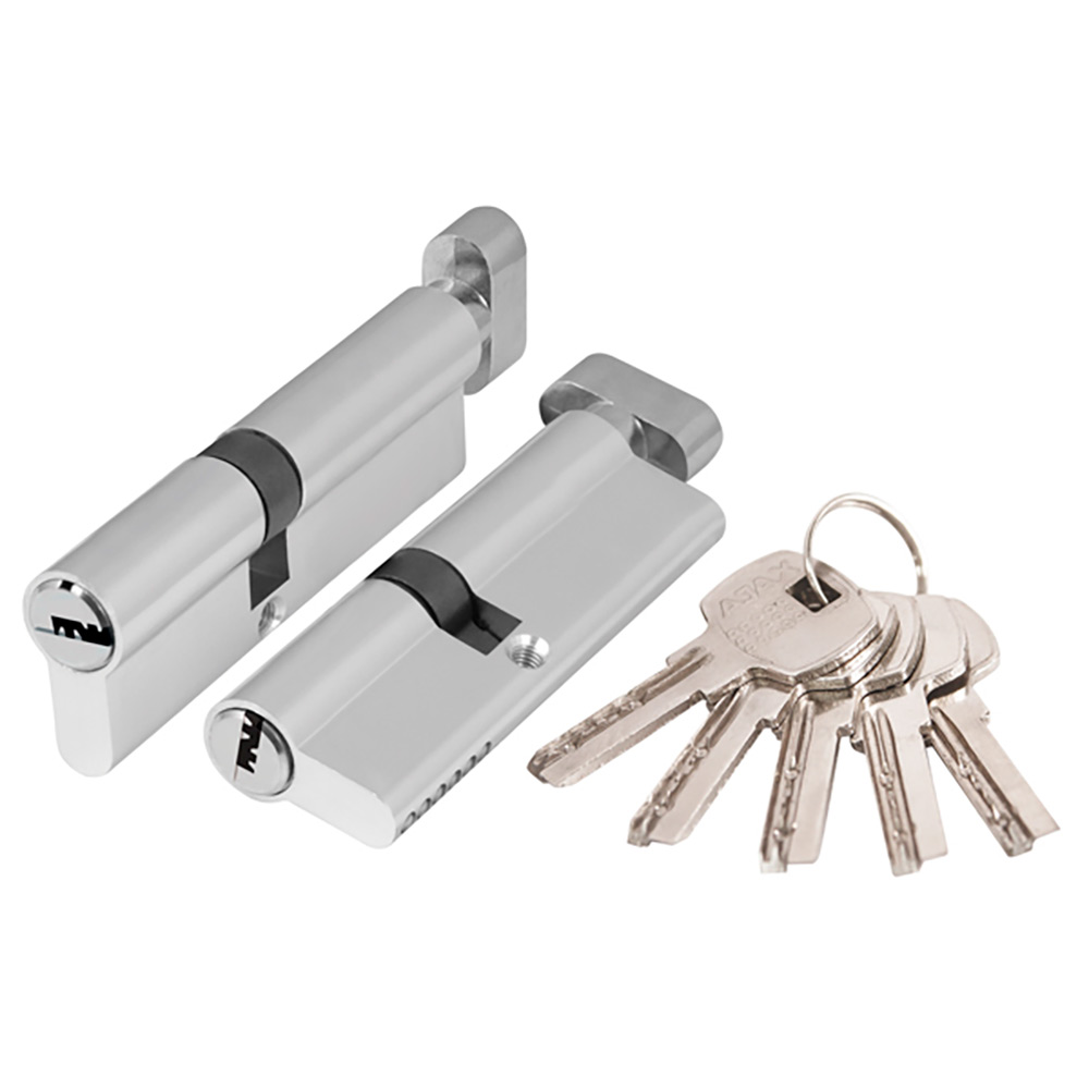 Фото Цилиндровый механизм (AX202/80) AX2002Knob80 (40+10+30) CP хром с вертушкой