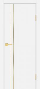 Межкомнатная дверь P-20 AL золотой молдинг Белый матовый